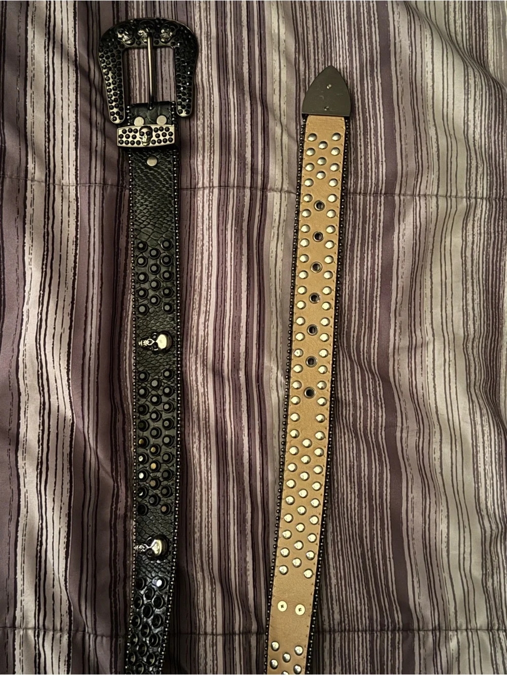 Studded Leather Men’s Belt - Black and Tan